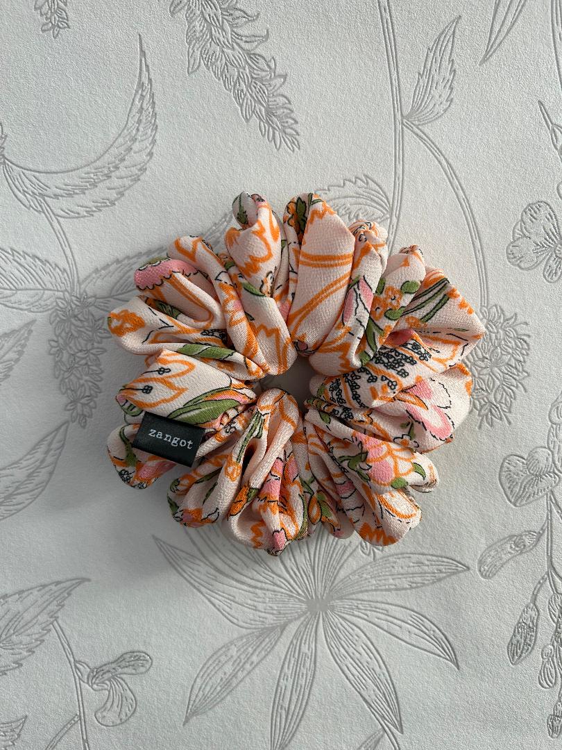 Medium Floral Orange Scrunchie