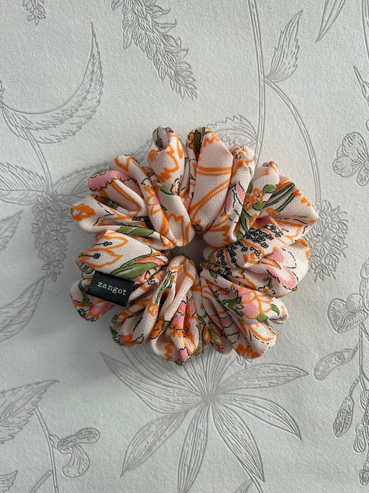 Medium Floral Orange Scrunchie