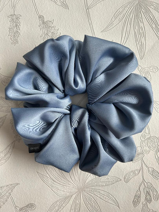 Large Soft Blue Satin Scrunchie