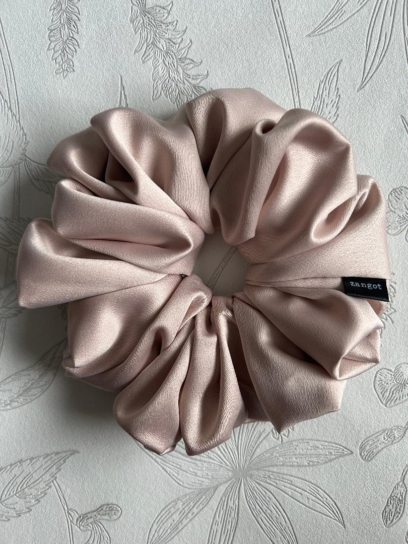Large Blush Tan Satin Scrunchie