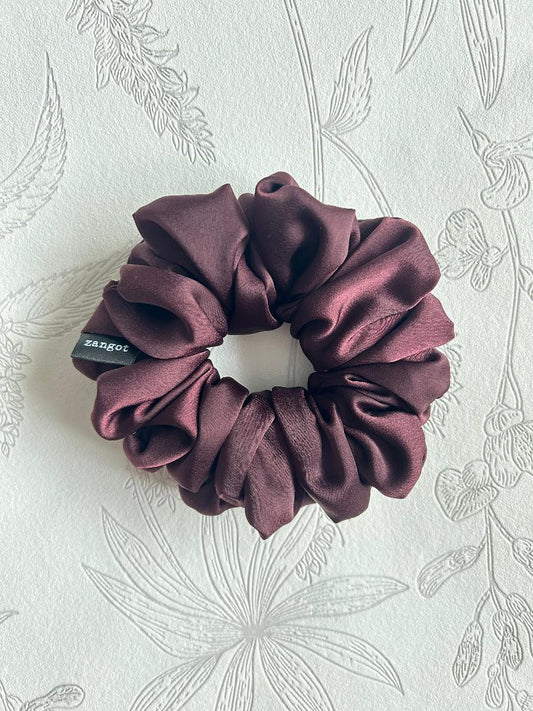 Medium Dark Burgundy Satin Scrunchie