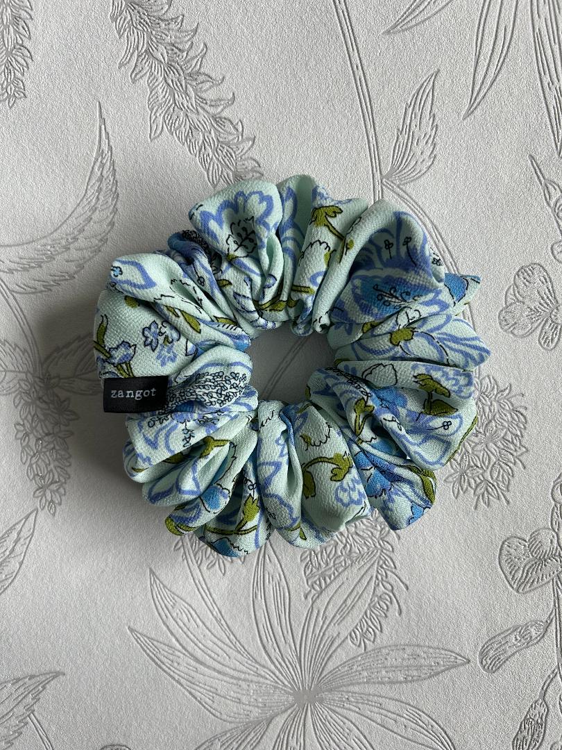 Medium Floral Multicoloured Blue Scrunchie