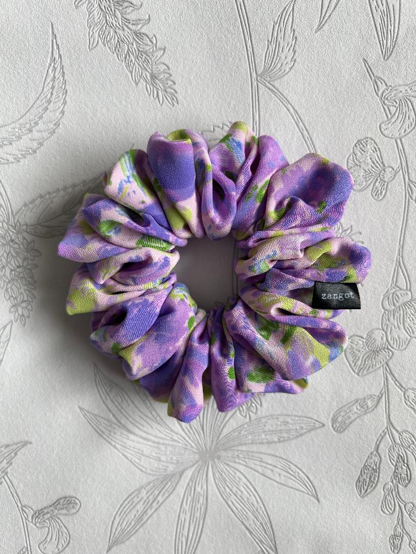 Medium Floral Multicoloured Purple Scrunchie