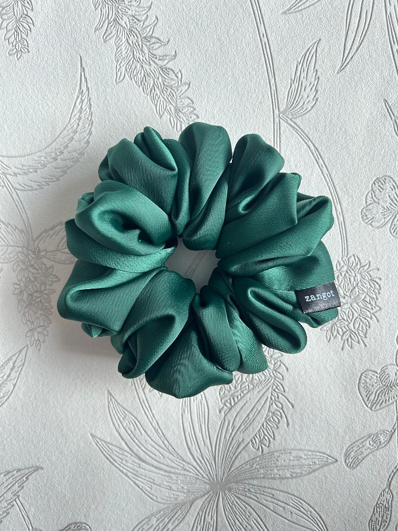 Medium Green Satin Scrunchie