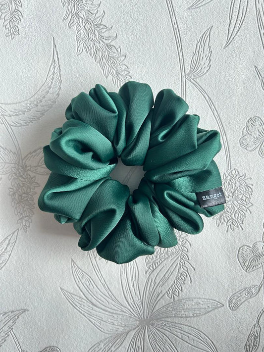 Medium Green Satin Scrunchie