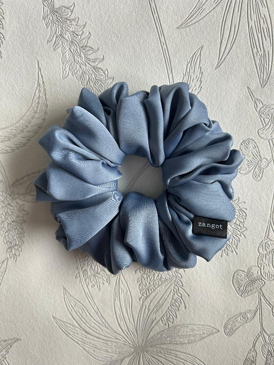 Medium Soft Blue Satin Scrunchie