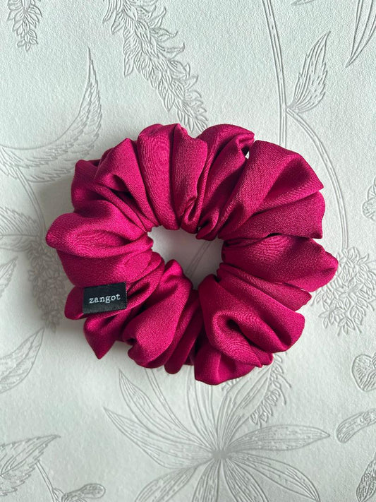 Medium Dark Fuchsia Satin Scrunchie