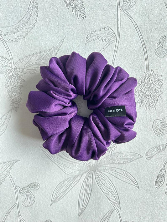 Medium True Purple Satin Scrunchie
