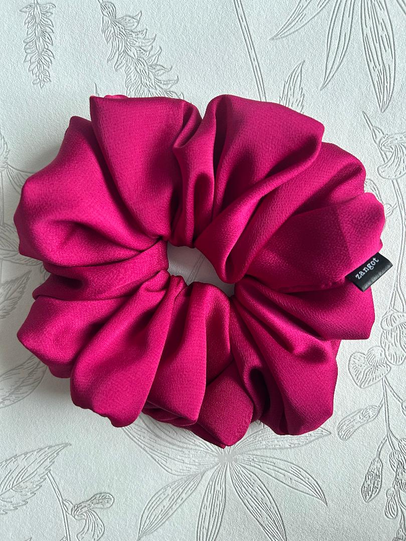 Large Dark Fuchsia Satin Scrunchie