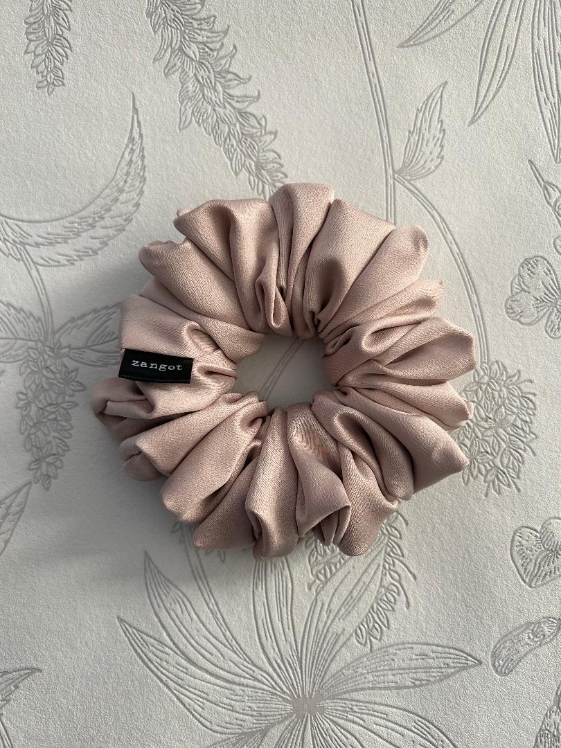 Medium Blush Tan Satin Scrunchie