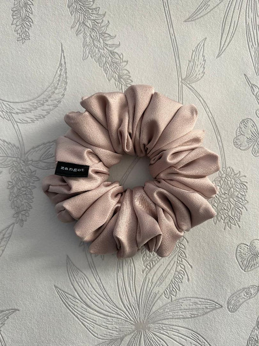 Medium Blush Tan Satin Scrunchie