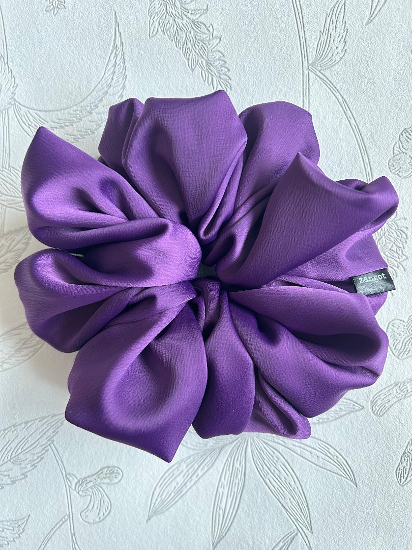 Large True Purple Satin Scrunchie
