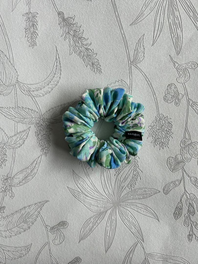 Small Floral Multicoloured Blue/Green Scrunchie
