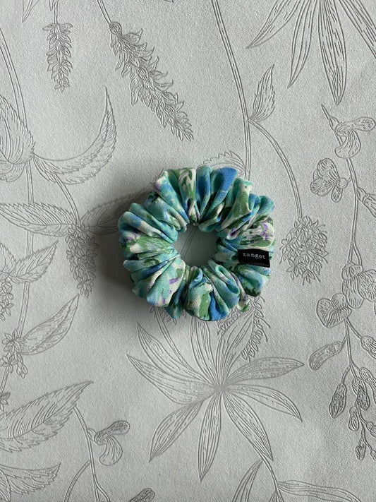 Small Floral Multicoloured Blue/Green Scrunchie