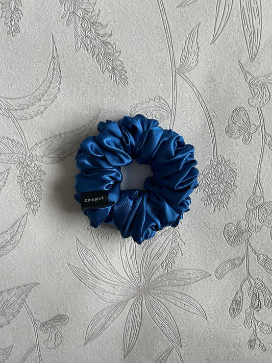Small Blue Satin Scrunchie