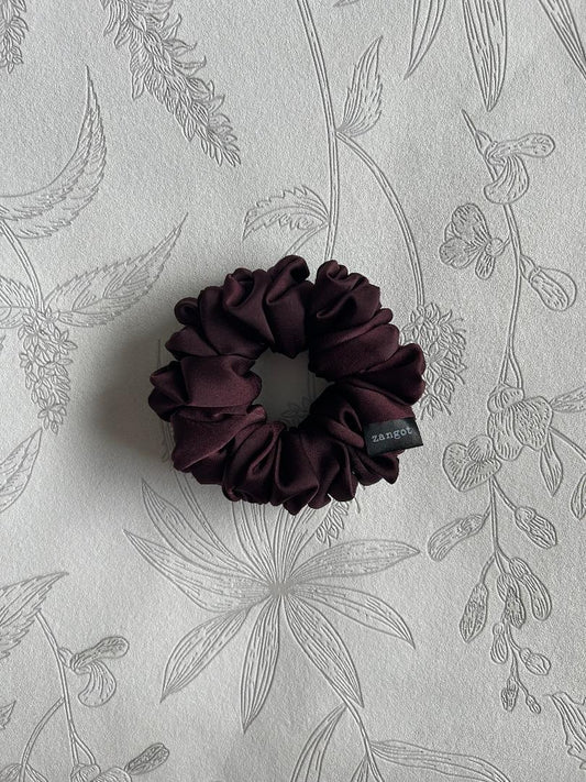 Small Dark Burgundy Satin Scrunchie