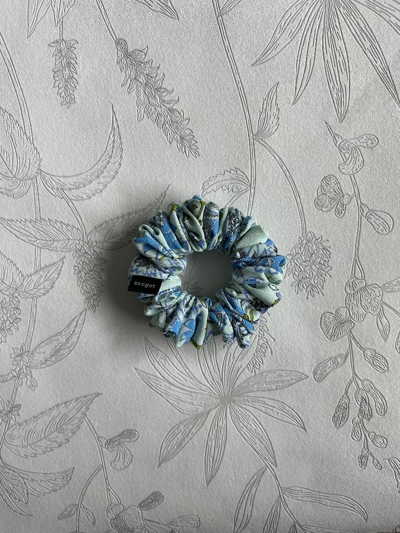 Small Floral Multicoloured Blue Scrunchie