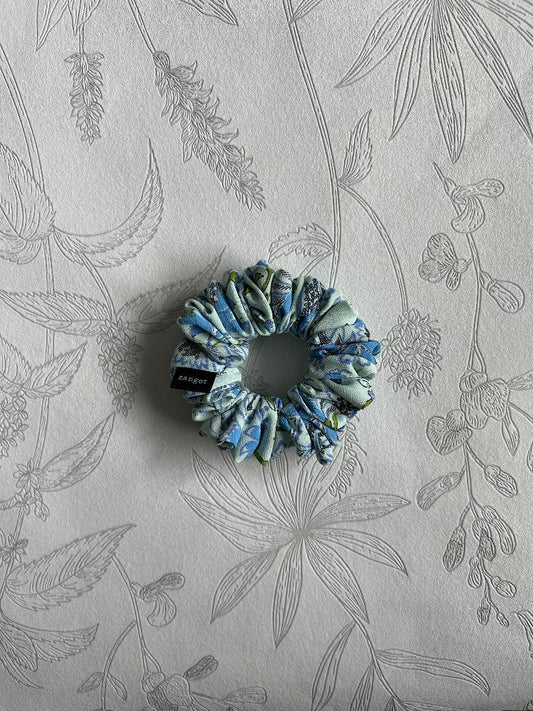 Small Floral Multicoloured Blue Scrunchie