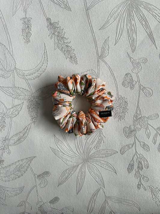 Small Floral Orange Scrunchie