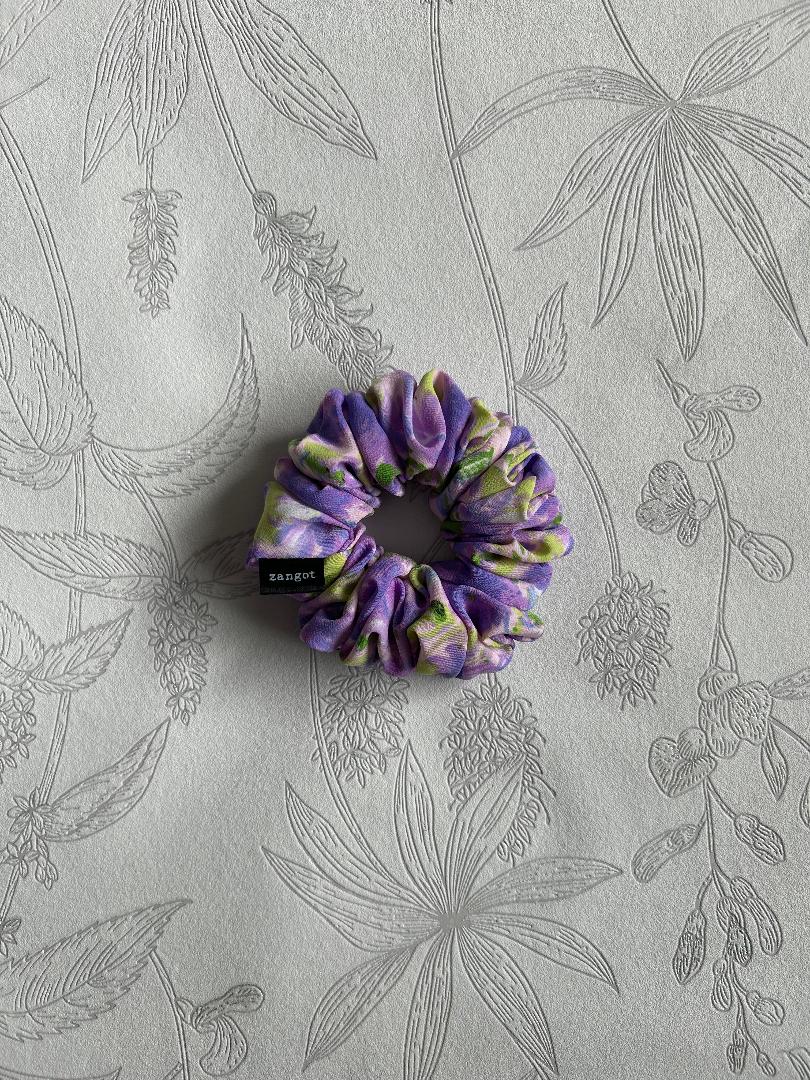 Small Floral Multicoloured Purple Scrunchie