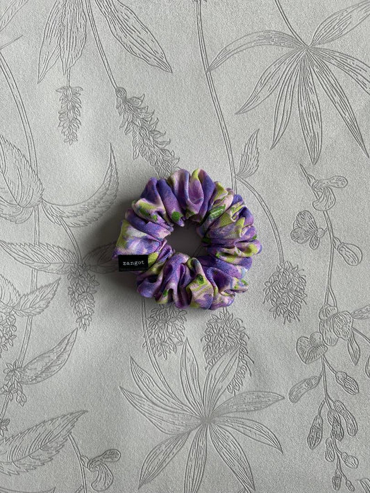 Small Floral Multicoloured Purple Scrunchie