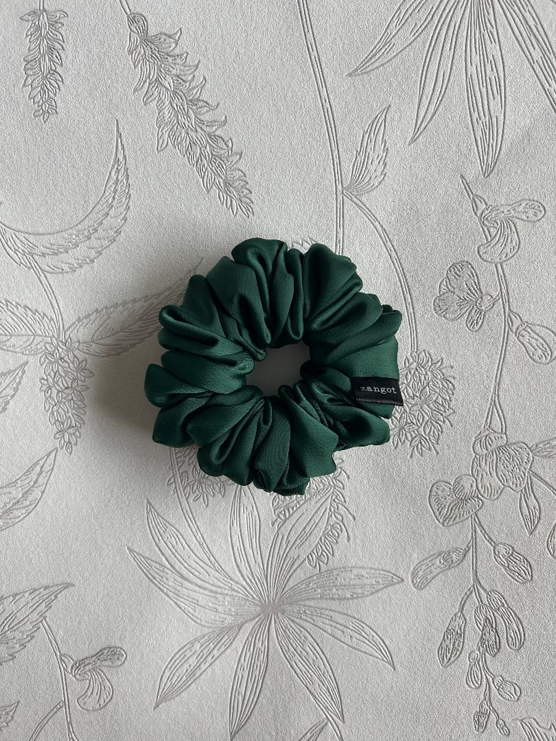 Small Green Satin Scrunchie