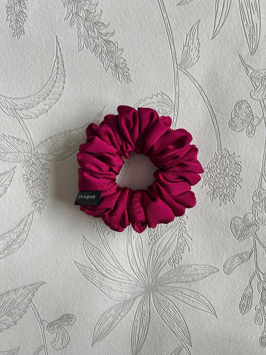 Small Dark Fuchsia Satin Scrunchie