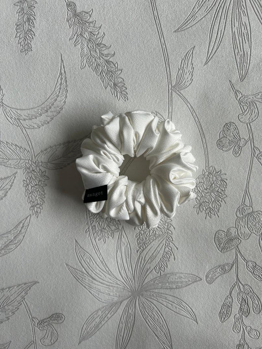 Small White Satin Scrunchie