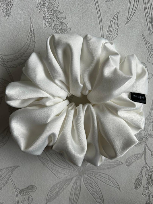 Large White Satin Scrunchie