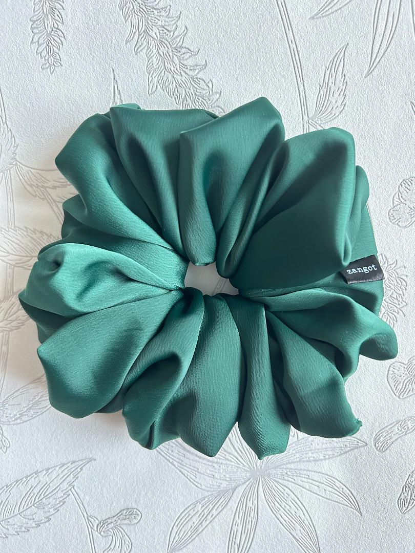Large Green Satin Scrunchie