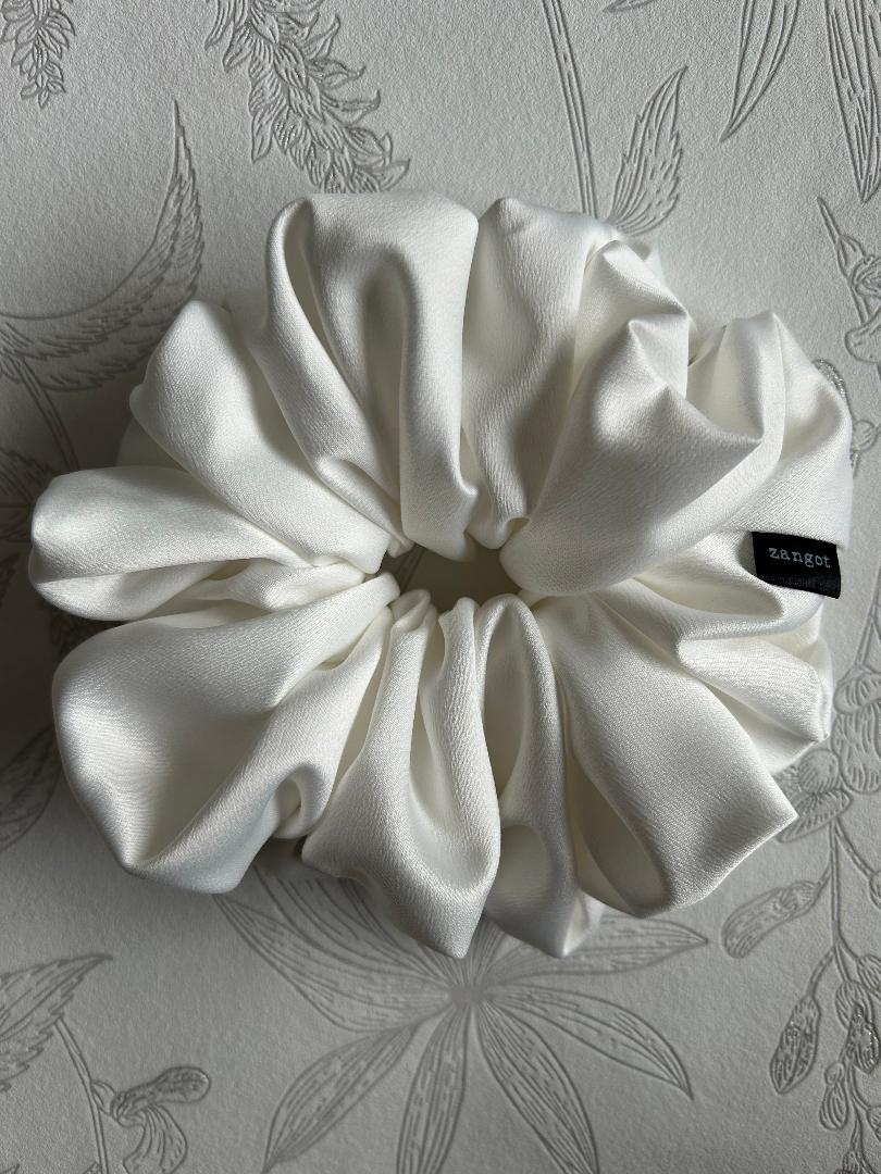 Large White Satin Scrunchie